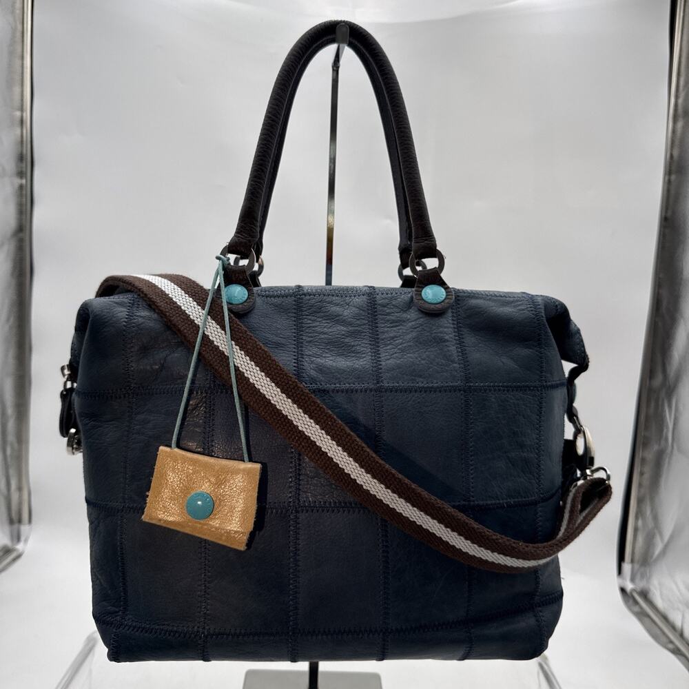 GABS Convertible G3 Large Blue Leather Tote Shoulder Bag Made in Italy EUC